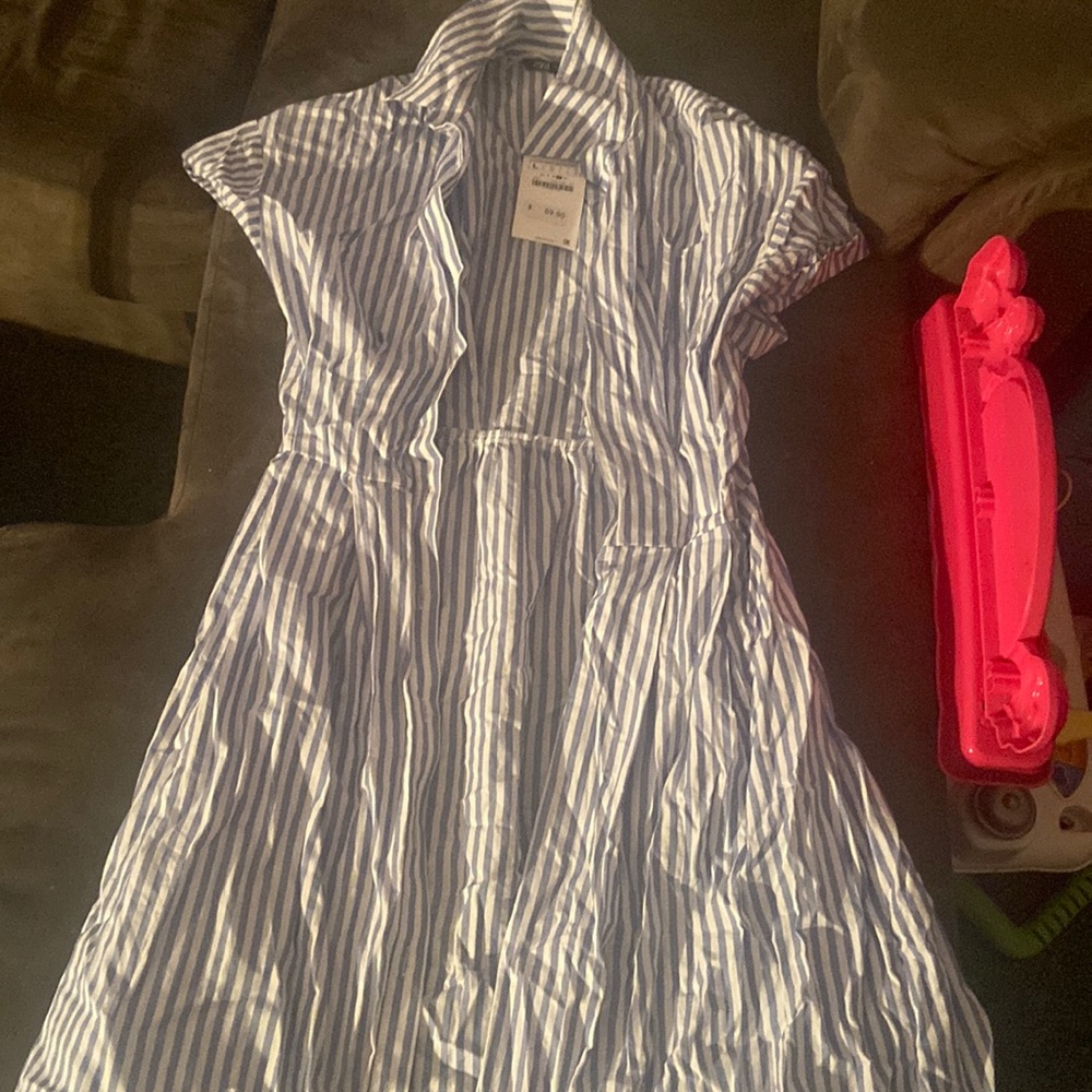 Blue and white stripe dress